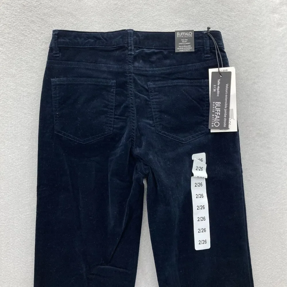 Buffalo David Bitton Marvel‎ Velvet Skinny Ankle Pants Women's 2/26 Blue Stretch - Picture 11 of 13